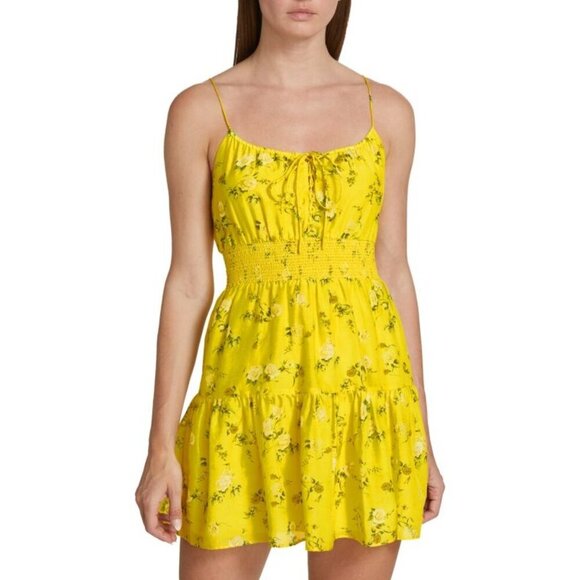ALICE + OLIVIA Lai Printed Silk Blend Mini Dress Yellow Womens Size 10 - Picture 4 of 15
